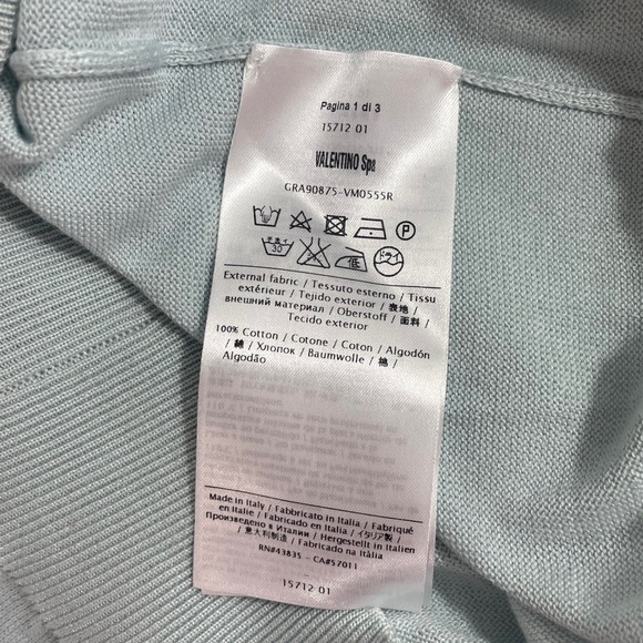 NWT RED VALENTINO Light Blue V Neck Bow Sleeve Detail Cotton Sweater Size XS - Picture 7 of 10